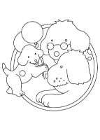A coloring page of spot the dog